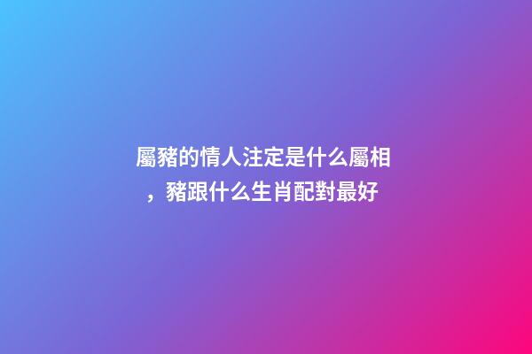 屬豬的情人注定是什么屬相，豬跟什么生肖配對最好